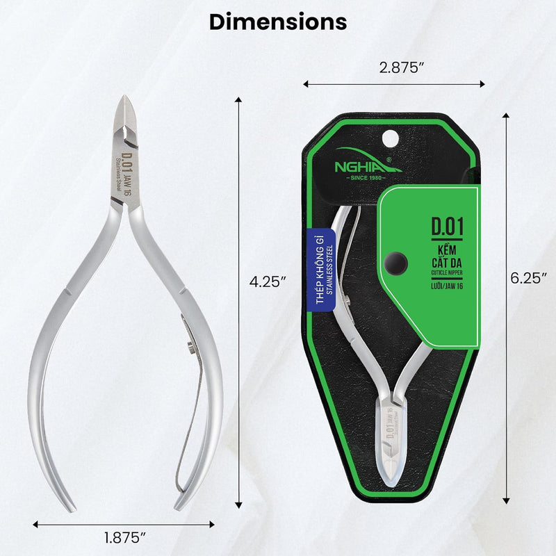 Nghia - Cuticle Nippers D-01 (Jaw 16) (5 Pack)
