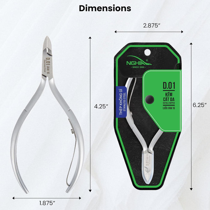 Nghia - Cuticle Nippers D-01 (Jaw 16) (5 Pack)