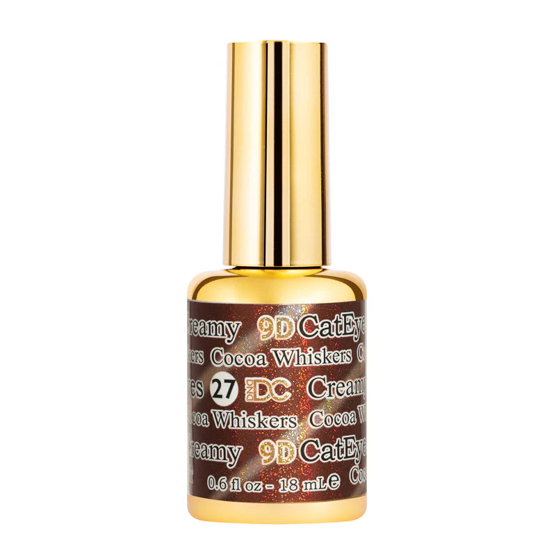 DND DC 9D Ojo de gato, bigotes cremosos de cacao n.° 27 – 14 ml (0,5 fl oz), apto para remojo UV/LED