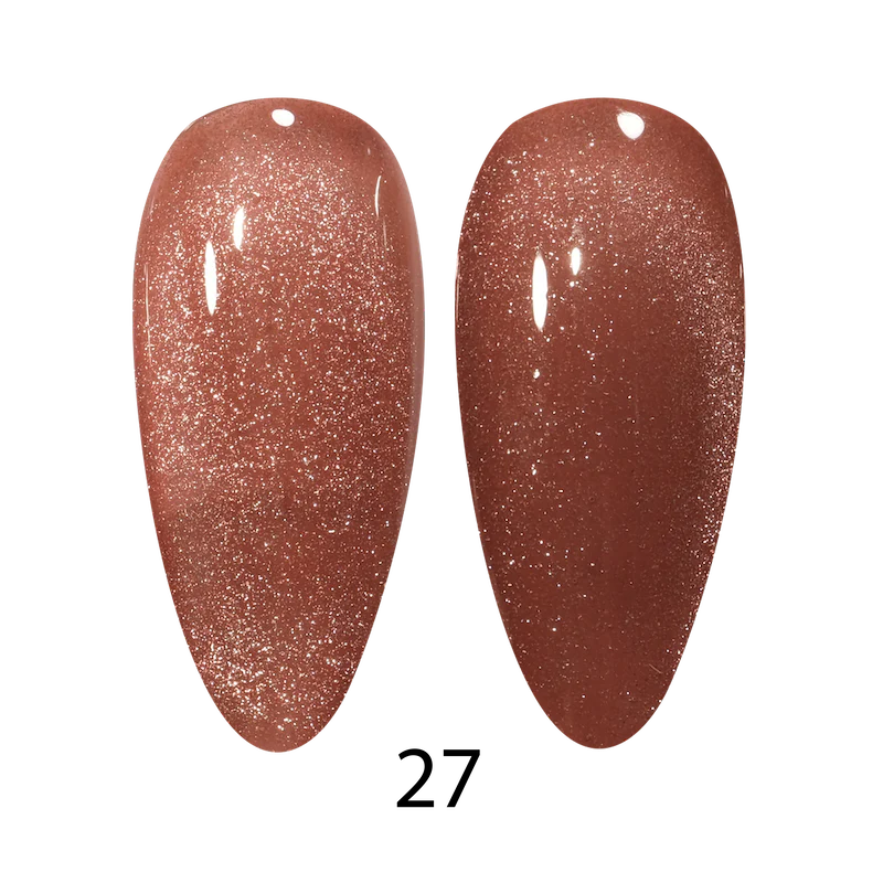 DND DC 9D Ojo de gato, bigotes cremosos de cacao n.° 27 – 14 ml (0,5 fl oz), apto para remojo UV/LED