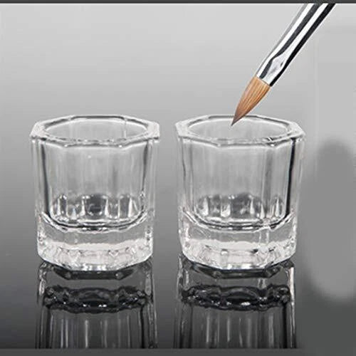 Nail Art Acrylic Liquid Powder Dappen Dish Nail Crystal Bowl Glass (2 Bottles)