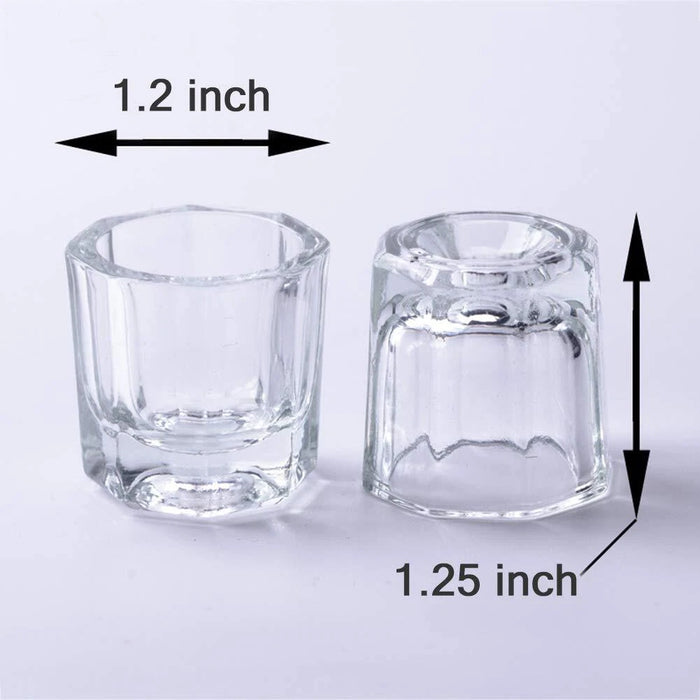 Nail Art Acrylic Liquid Powder Dappen Dish Nail Crystal Bowl Glass (2 Bottles)