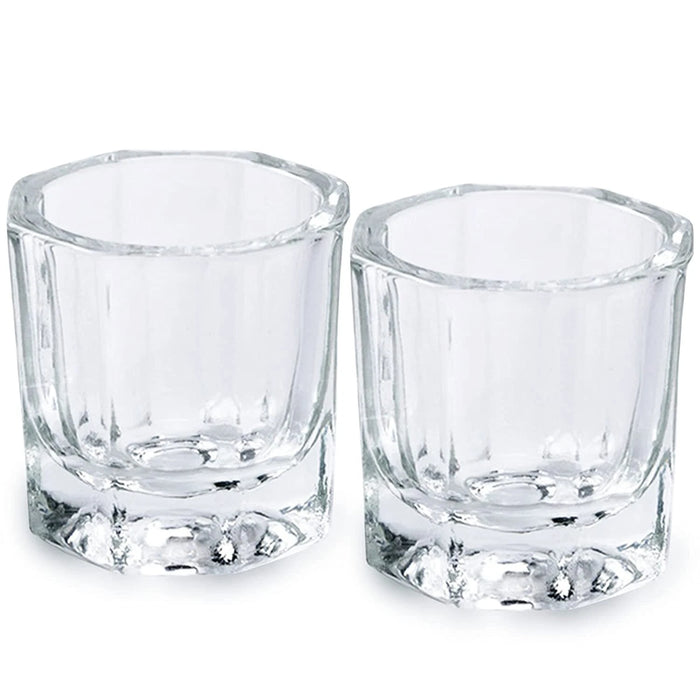 Nail Art Acrylic Liquid Powder Dappen Dish Nail Crystal Bowl Glass (2 Bottles)