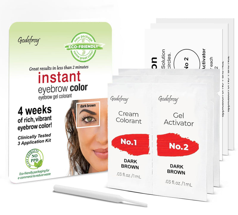 Godefroy - Tinte instantáneo para cejas - Marrón oscuro - 3 aplicaciones