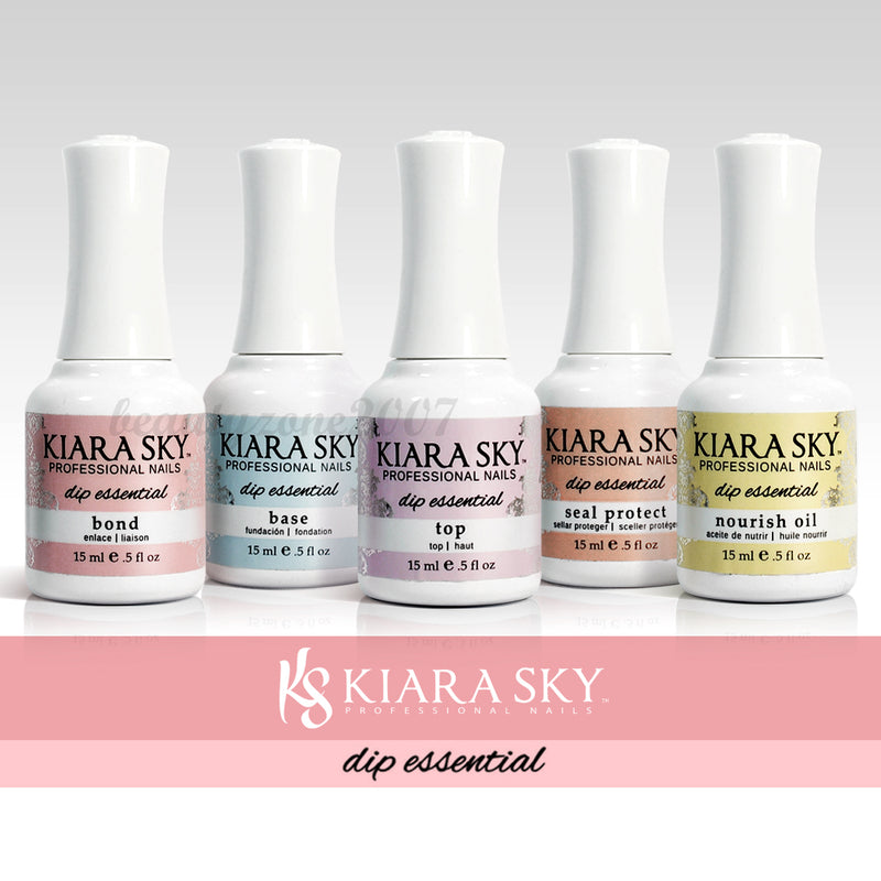 Kiara Sky Dip Essentials Bond, Base, Top, Seal Protect & Nourish Oil 5ct