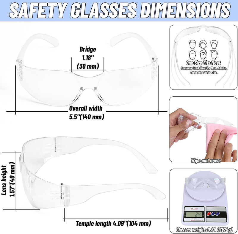 Clear Safety Glasses for Construction, Lab, Carpentry, (40 Pack)