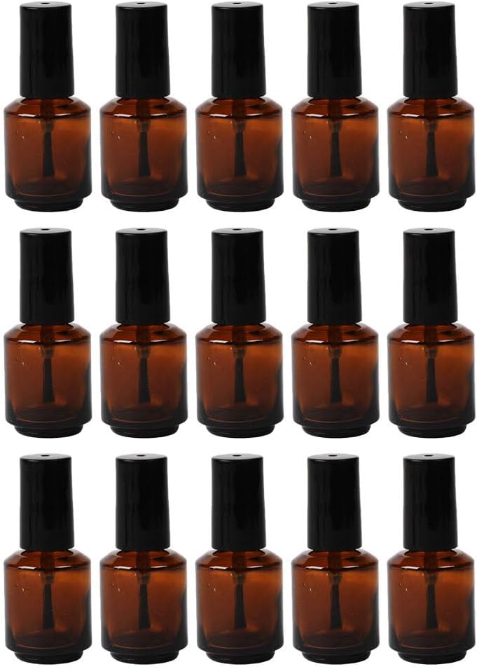10 Pcs 15ml Glass Nail Polish Bottles Empty Refillable - Brown