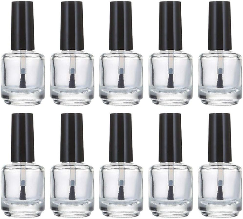 10 Pcs 15ml Glass Nail Polish Bottles Empty Refillable - Clear