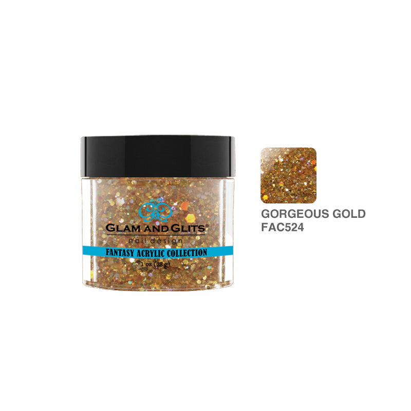 Glam & Glits - Fantasy Acrylic Powder - 524 GORGEOUS GOLD 1 oz
