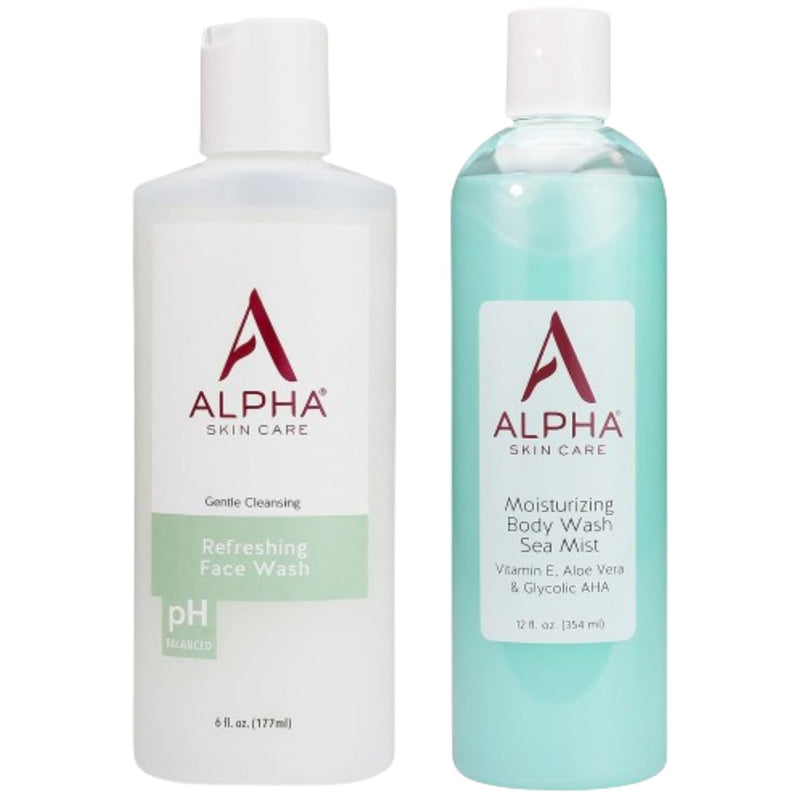 Alpha Skin Care - Body Wash 12 oz + Face Wash 6 oz