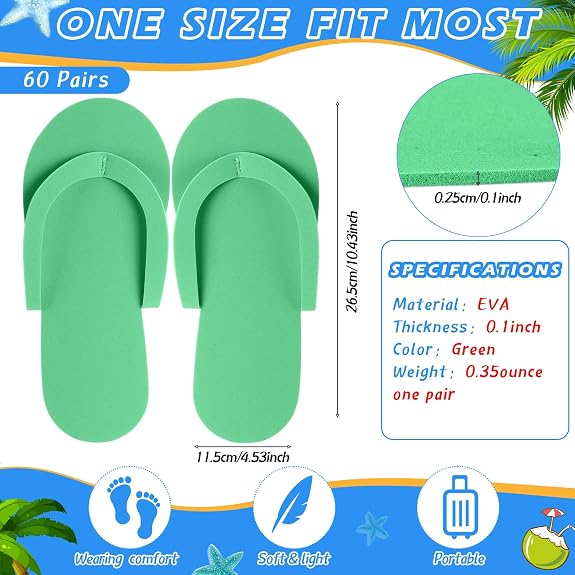 Pedicure Foam Disposable Slippers 100 pair Variety Color