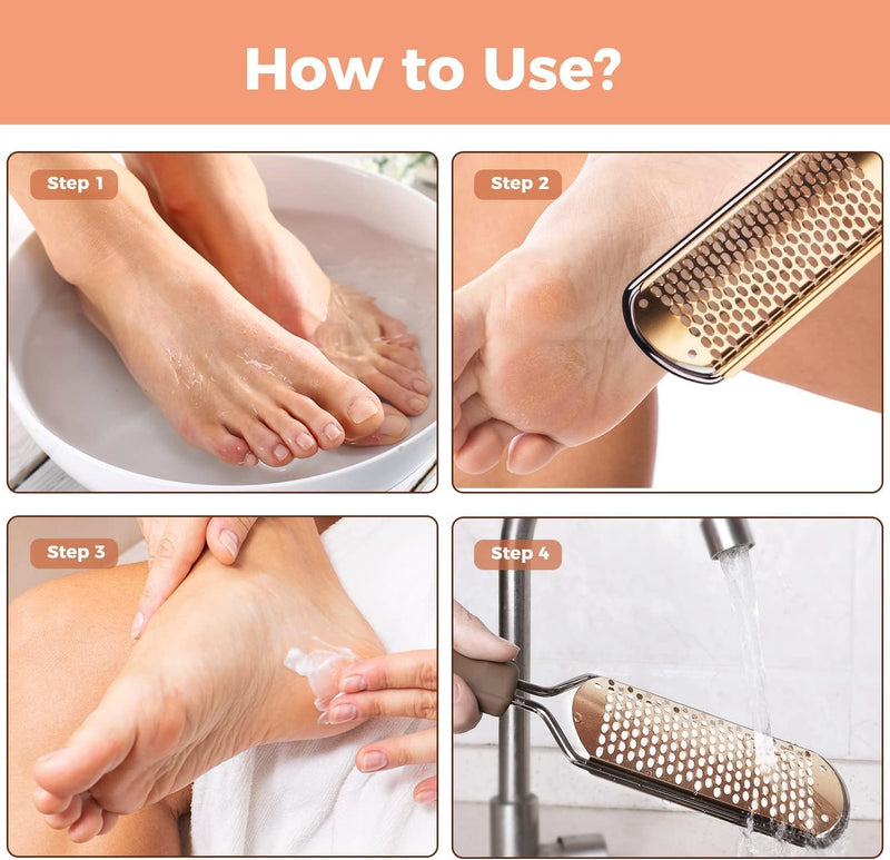 Foot File Foot Scrubber Pedicure - Callus Remover (Golden) (2 Pack)