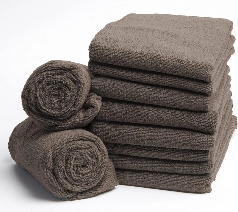 Fromm Softees Microfiber Salon Hair Towels 16" x 29" (Brown) 10 Count