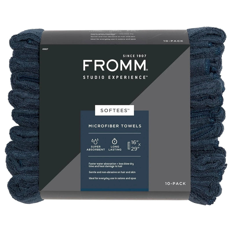 Fromm Softees Microfiber Salon Hair Towels 16" x 29" (Navy) 10 Count
