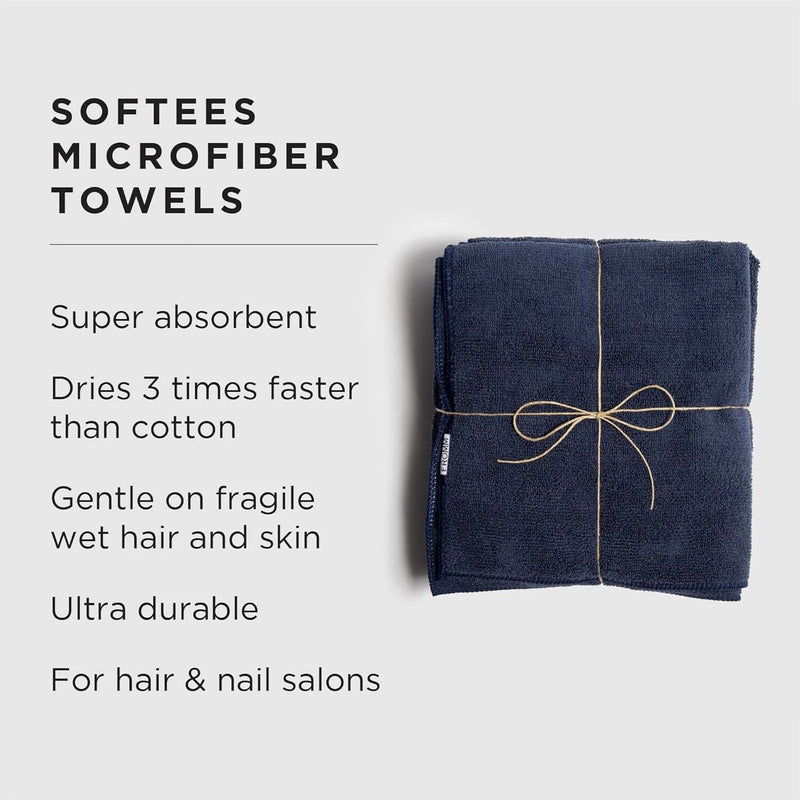 Fromm Softees Microfiber Salon Hair Towels 16" x 29" (Navy) 10 Count