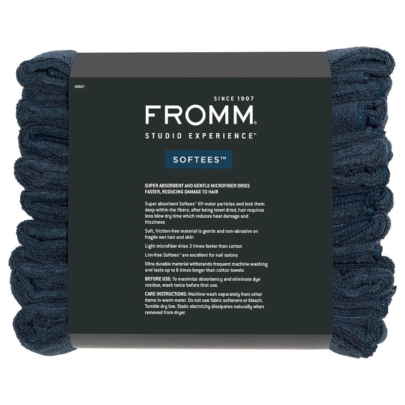 Fromm Softees Microfiber Salon Hair Towels 16" x 29" (Navy) 10 Count