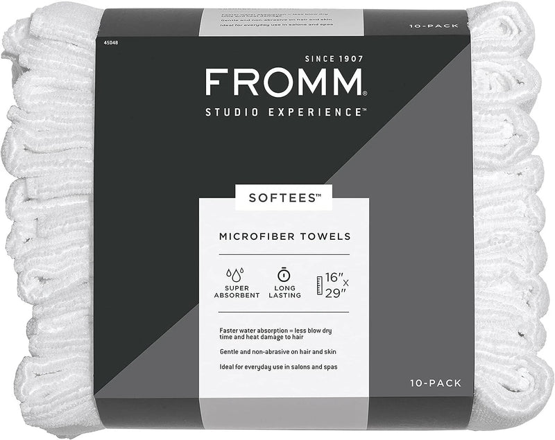 Toallas de microfibra para peluquería Fromm Softees, 40,6 x 73,7 cm (blancas), paquete de 10 unidades