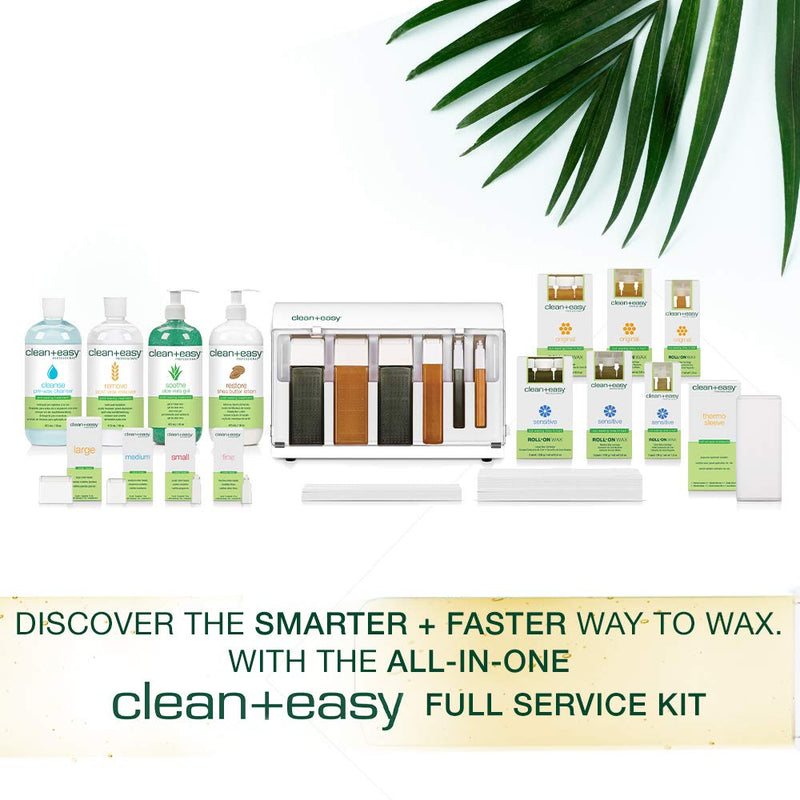 Clean + Easy - Kit completo de servicio profesional para spa de depilación con cera