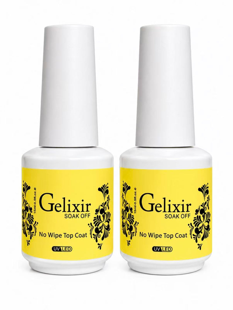 Gelixir - Gel Top Coat -  No Wipe 0.5oz (2 pack)