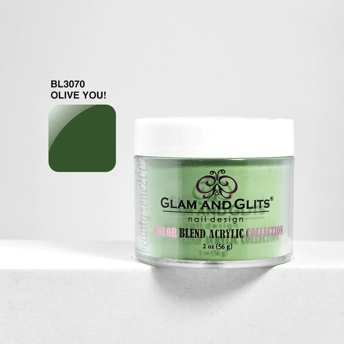 Glam and Glits Color Blend Nail Powder BL3070 - Olive You! 2oz