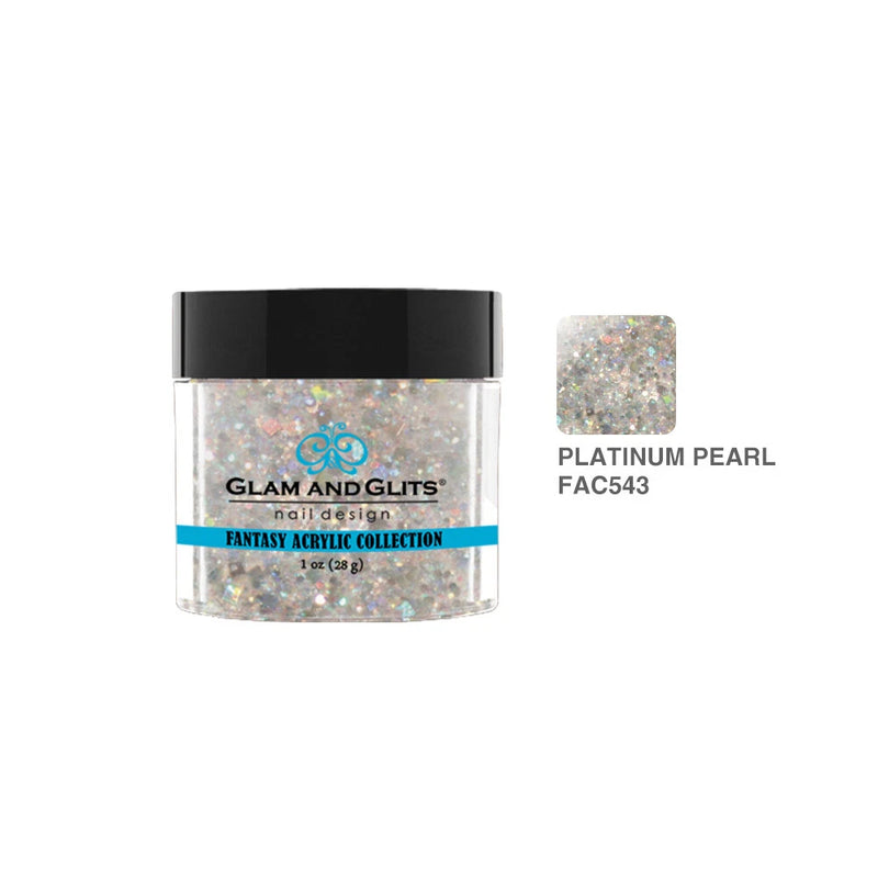 Glam & Glits - Polvo acrílico - FAC543 Perla Platino 28 g