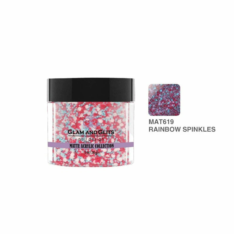 Glam & Glits - Matte Acrylic Powder - 619 Rainbow Spinkles 1 oz