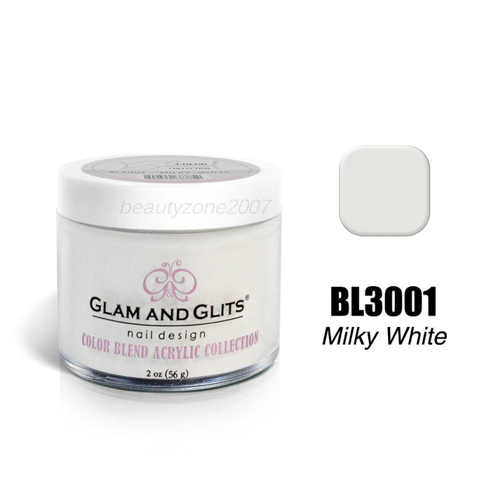Glam and Glits Color Blend Nail Powder BL3001 - Milky-White 2oz