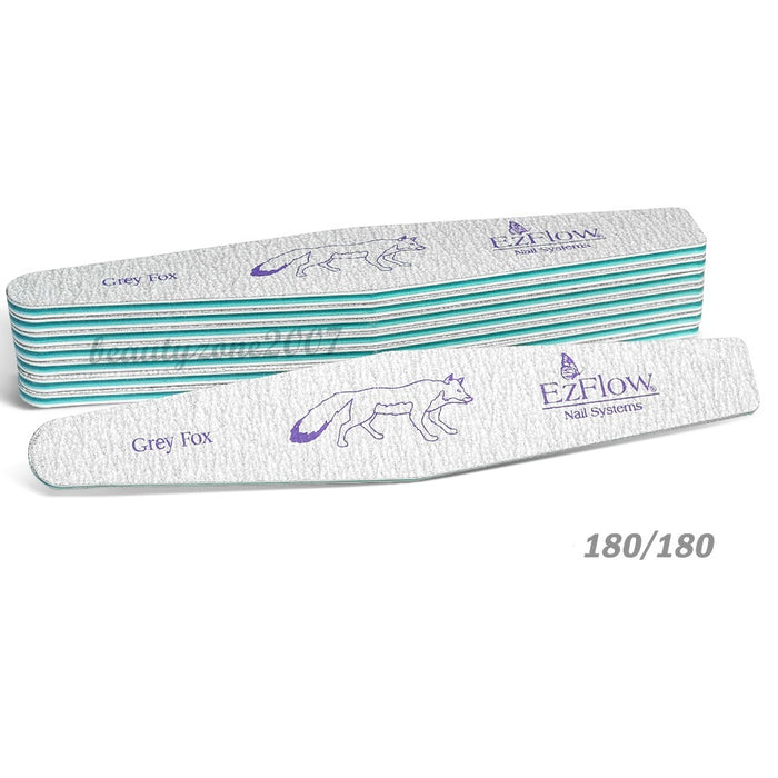 2 Ct Ezflow Grey Fox Nail Files 180/180 for Acrylic UV gel Dip Powder