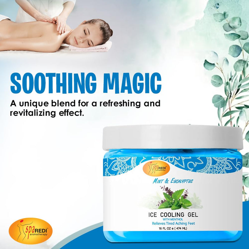 Spa Redi - Pedicure Massage Cooling Gel - Mint & Eucalyptus 16 oz