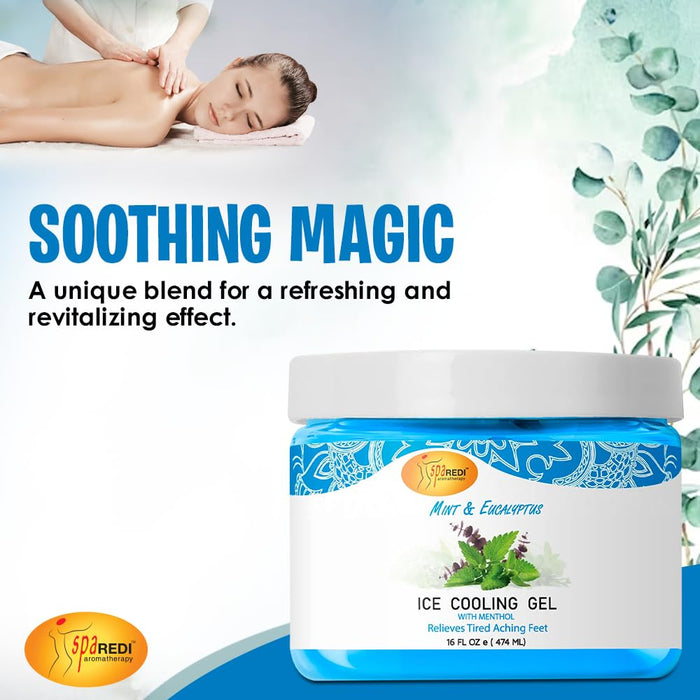 Spa Redi - Pedi Ice Cooling Gel -Mint & Eucalyptus 16 oz