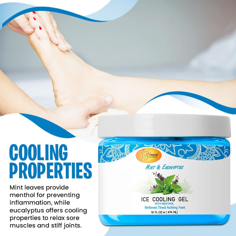 Spa Redi - Pedicure Massage Cooling Gel - Mint & Eucalyptus 16 oz