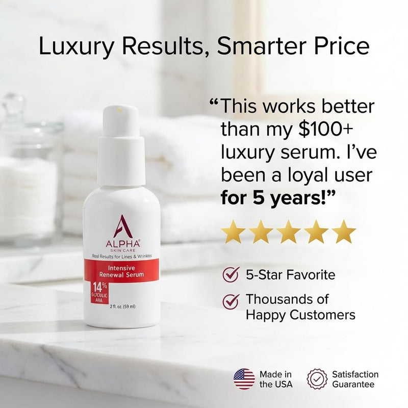 Alpha Skin Care - Suero de renovación intensiva Hydrox con 14 % de ácido glicólico AHA, 59 ml