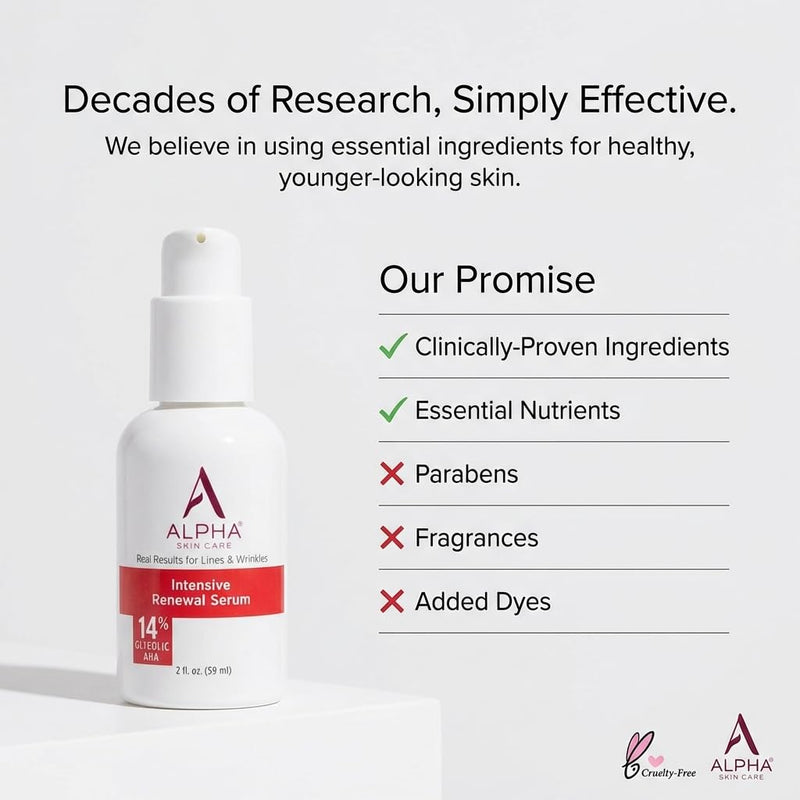 Alpha Skin Care - Suero de renovación intensiva Hydrox con 14 % de ácido glicólico AHA, 59 ml