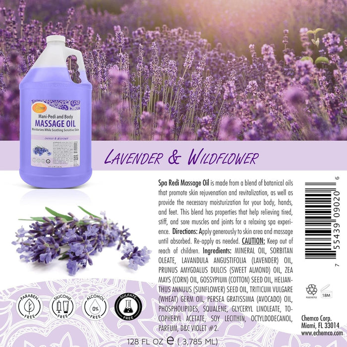 Spa Redi - Massage Oil - Lavender & Wildflower 128 oz
