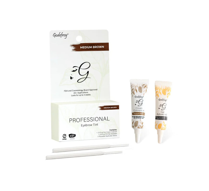 Godefroy Professional - Eyebrow Tint Kit - Medium Brown 20 Apps (2 Pack)
