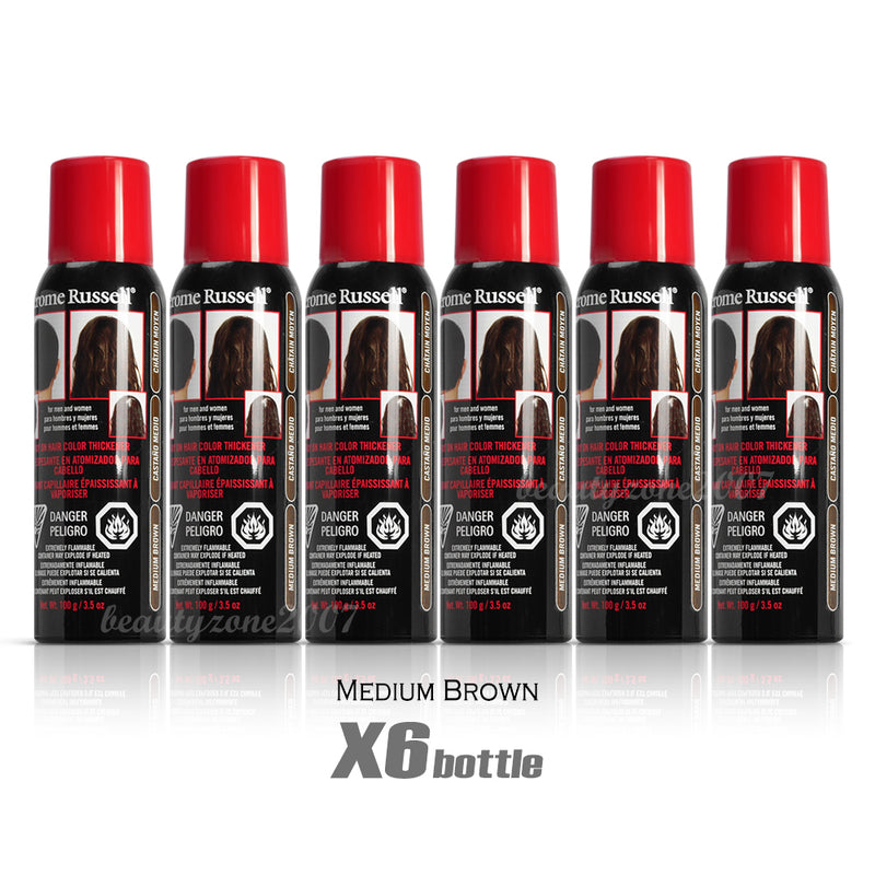 Jerome Russell - Spray-on Hair Color Thickener - Medium Brown 3.5 oz (6 Pack)