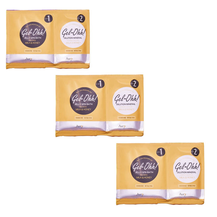 AvryBeauty - Jelly Spa Bath Pedicure Set - Milk & Honey (3 Pack)