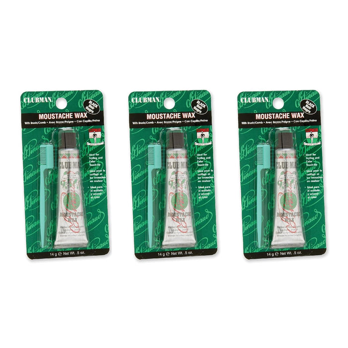 Clubman - Moustache Wax - Black (3 pack)