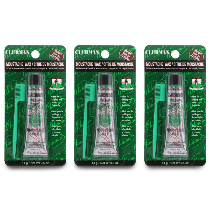 Clubman Pinaud - Cera para bigote - Marrón (Paquete de 3)