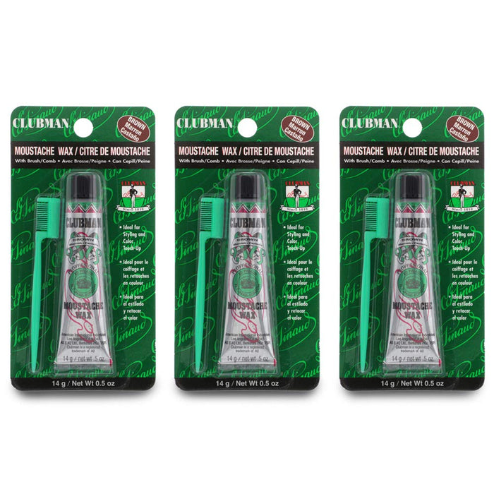 Clubman - Moustache Wax - Brown (3 Pack)