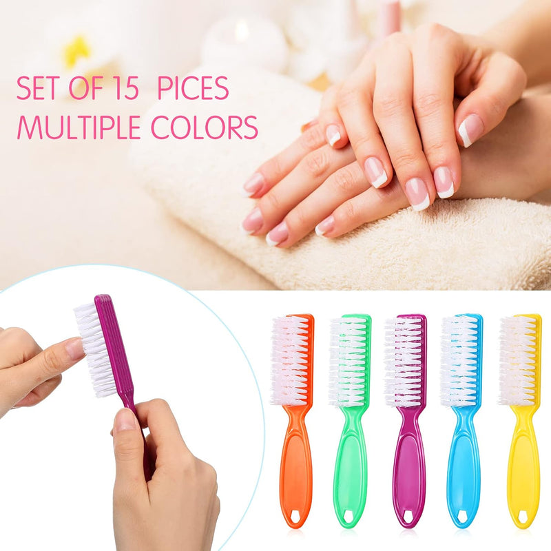 Handle Grip Nail Brush,Nail Cleaning Brushes for Toes and Fingernail (15 pcs)