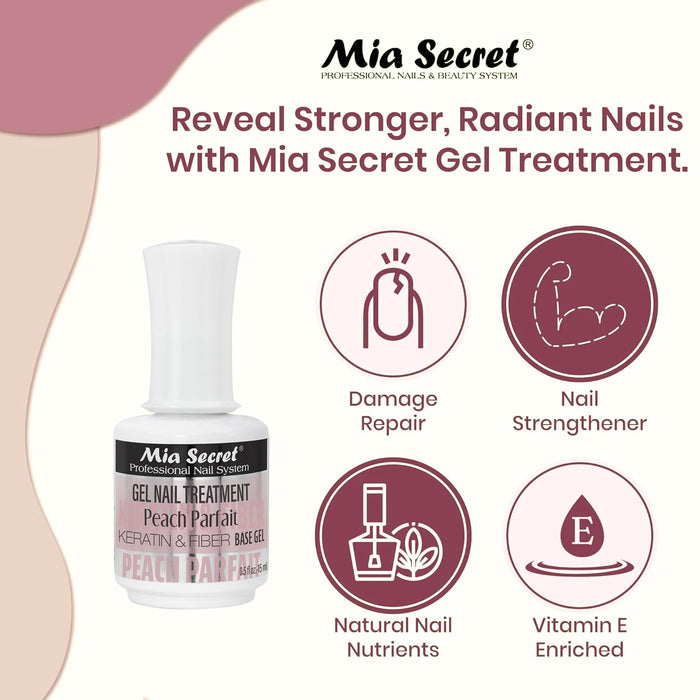 Mia Secret Gel Nail Treatment Keratin Base & Top (Peach Parfait) 0.5oz