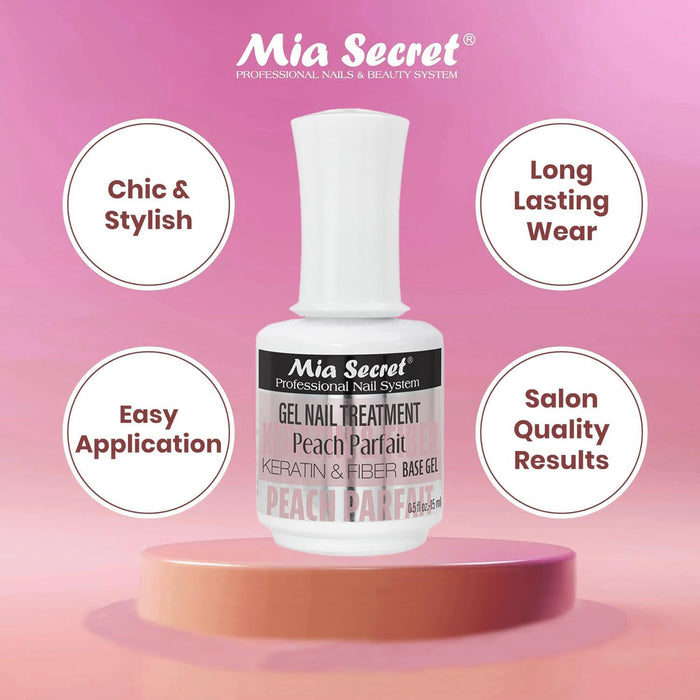 Mia Secret Gel Nail Treatment Keratin Base & Top (Peach Parfait) 0.5oz