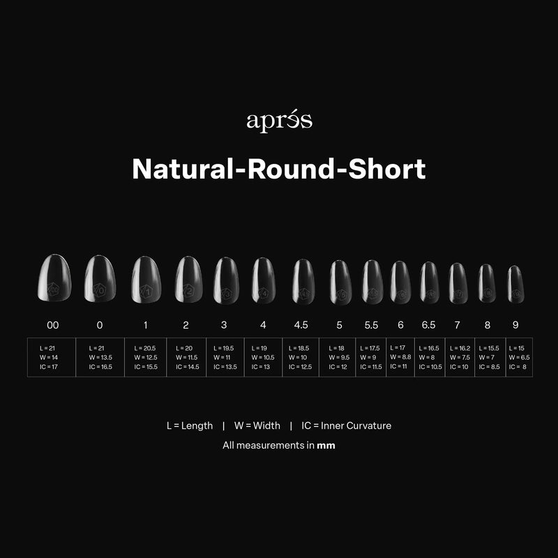 Apres - Gel-X Tips - Natural Redonda Corta (600 unidades)