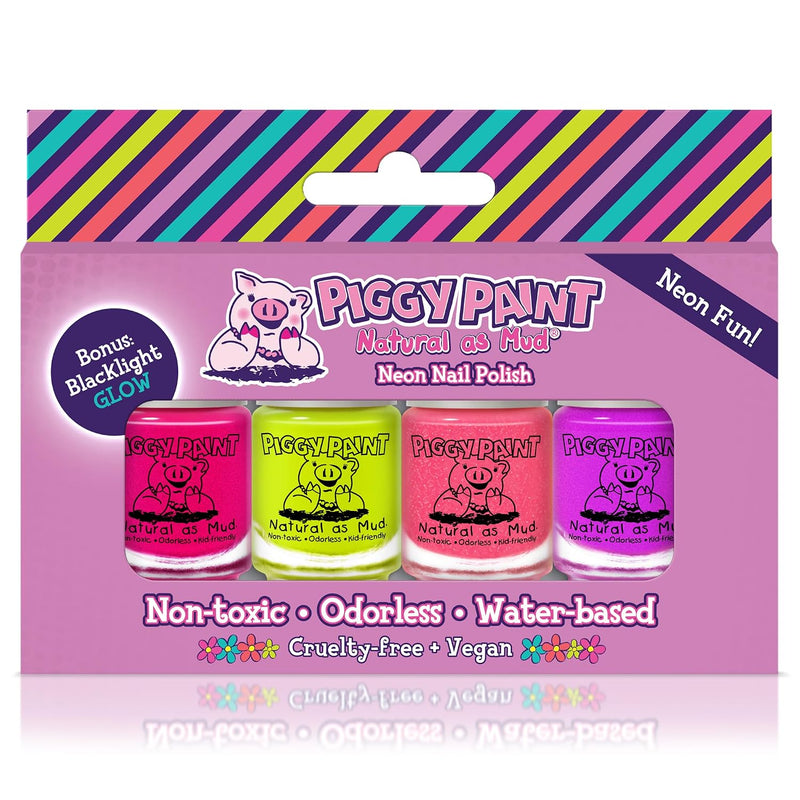 Piggy Paint | 100% Non-Toxic Girls Nail Polish (4 Polish Gift Set) - Neon