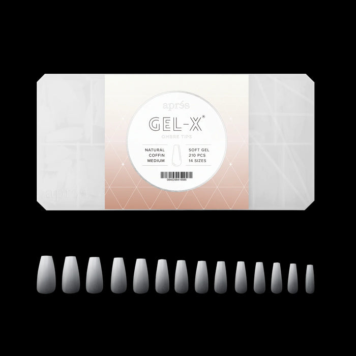 Apres - Ombre Gel-X - Natural Coffin Medium (210 Pcs)