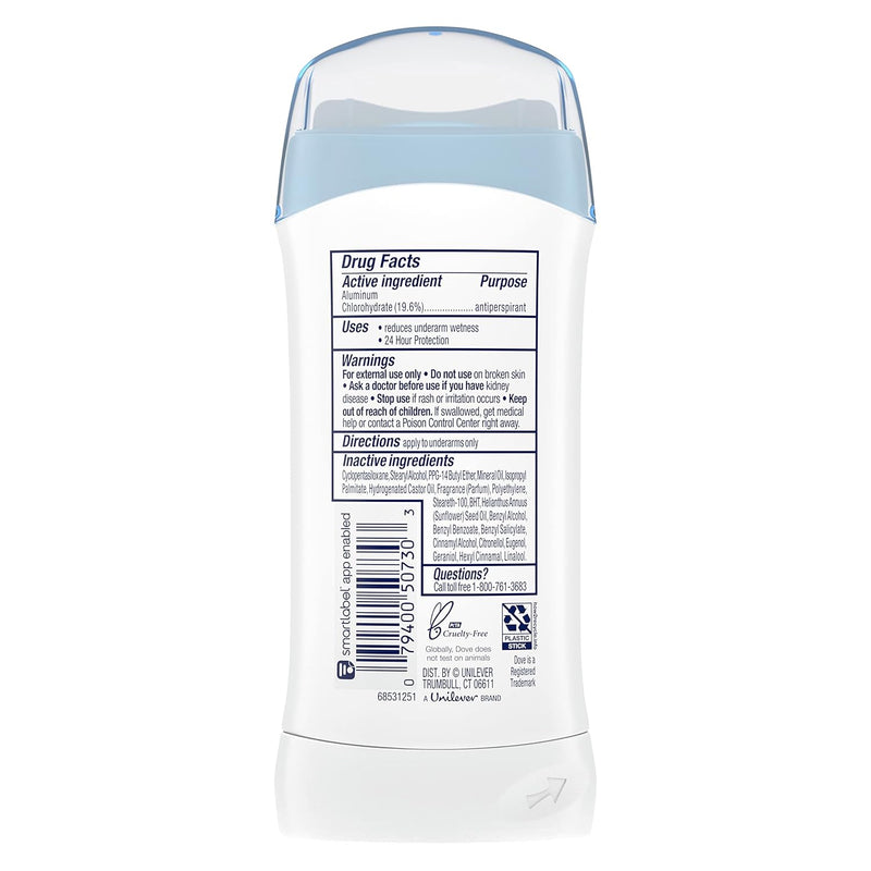 Dove - Invisible Solid Antiperspirant Deodorant Stick for Women - Original Clean (2 Pack)