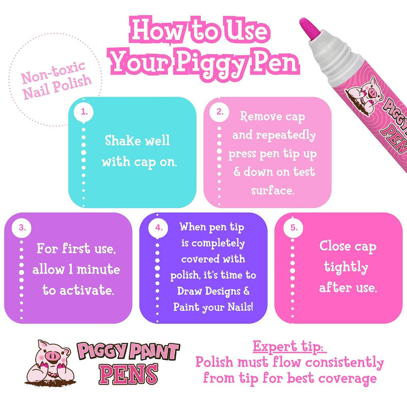 Piggy Paint - Nail Polish Pens - Princess Pop Bundle (Purple, Blue, & Red)