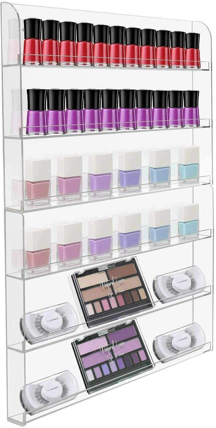 Estante de pared para esmaltes de uñas acrílicos con capacidad para 120 frascos.