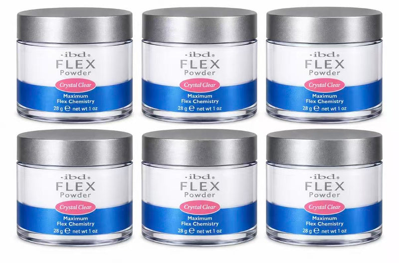 ibd - Flex Nail Acrylic Powder - Crystal Clear 1 oz (6 Pack)